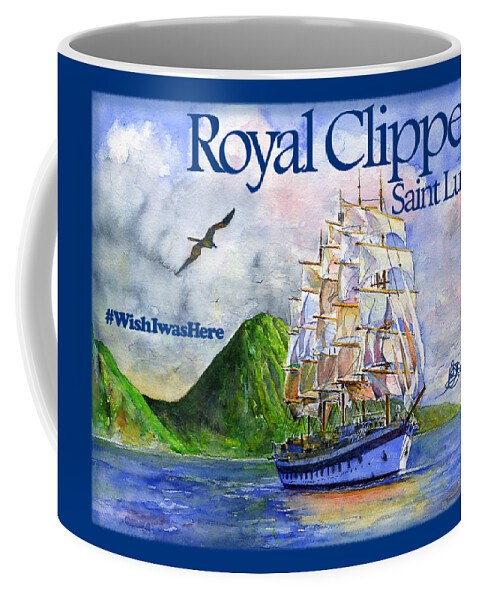 Royal Clipper Coffee Mug featuring the painting Royal Clipper St Lucia Shirt by John D Benson