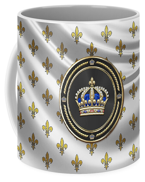 'royal Collection' By Serge Averbukh Coffee Mug featuring the digital art Royal Crown of France over Royal Standard by Serge Averbukh
