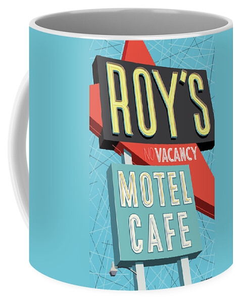 Pop Art Coffee Mug featuring the digital art Roy's Motel Cafe Pop Art by Jim Zahniser