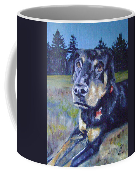 Dog Coffee Mug featuring the painting Ruby by Therese Legere