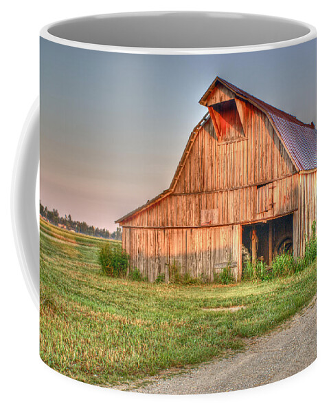 Barn Coffee Mug featuring the photograph Ruddish Barn at Dawn by Douglas Barnett
