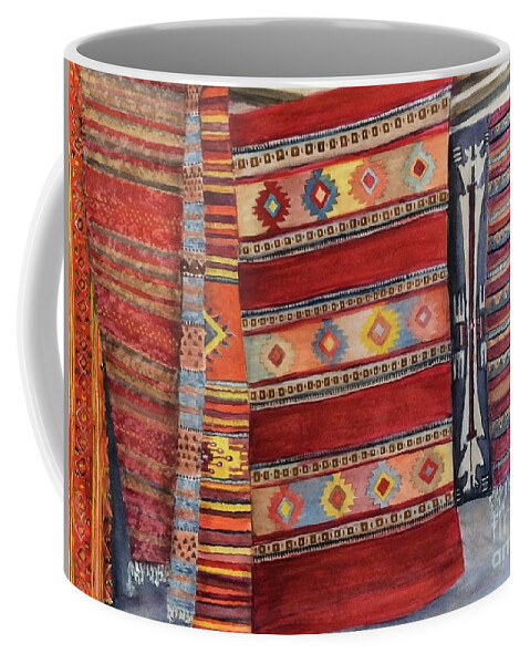 Western Art Coffee Mug featuring the painting Rug Interactions by Csilla Florida