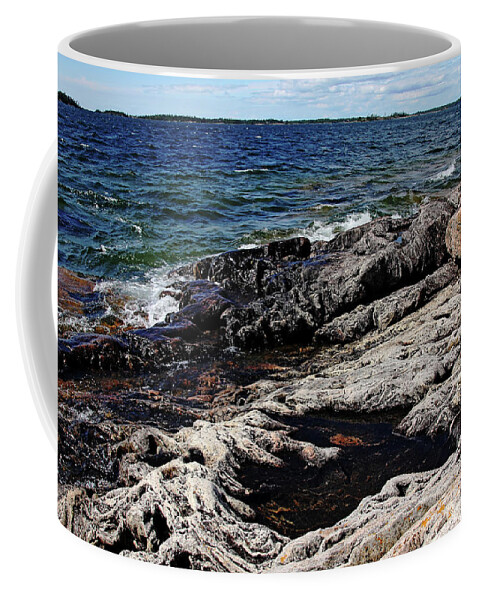 Wreck Island Coffee Mug featuring the photograph Rugged Shore - Wreck Island by Debbie Oppermann