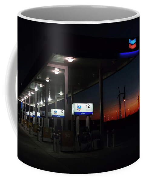 Filling Station Coffee Mug featuring the photograph Running, to make the day last a little longer by Micah Offman