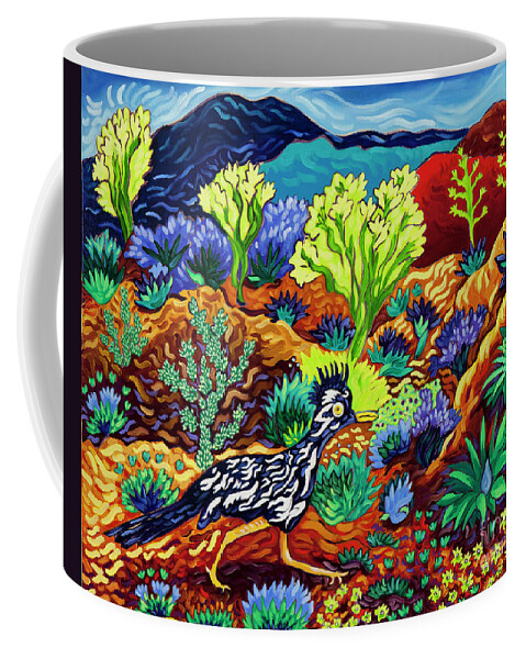 Santa Fe Coffee Mug featuring the painting Running Around by Cathy Carey