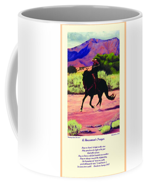 Western Coffee Mug featuring the painting Running Before The Storm and Prayer by Anastasia Savage Ealy