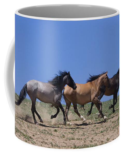 Wild Horse Coffee Mug featuring the photograph Running Free- Wild Horses by Mark Miller