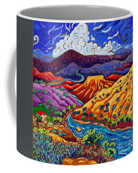Rio Grande Coffee Mug featuring the painting Running River by Cathy Carey