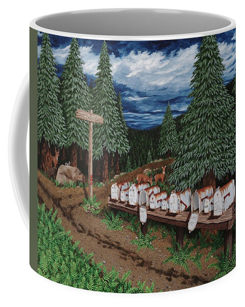 Forest Coffee Mug featuring the painting Rural Delivery by Katherine Young-Beck