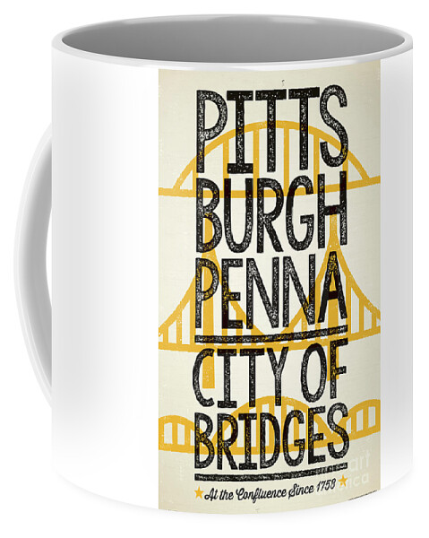 Pittsburgh Coffee Mug featuring the digital art Rustic Style Pittsburgh Poster by Jim Zahniser