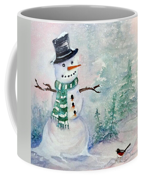Snowmen Coffee Mug featuring the painting Rusty Buttons by Anna Jacke