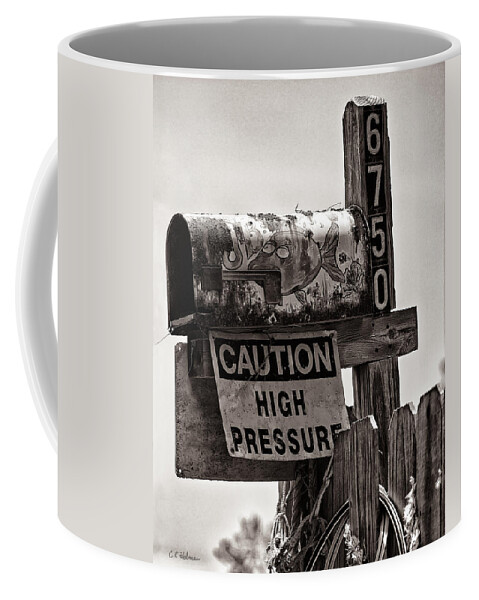 Mailbox Coffee Mug featuring the photograph Rusty Mailbox - Sepia by Christopher Holmes