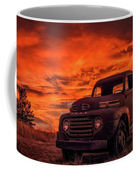 1948 Coffee Mug featuring the photograph Rusty Truck Sunset by Dawn Key
