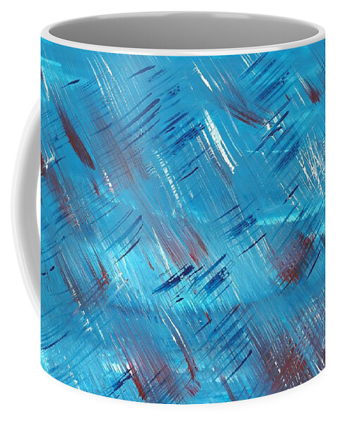 Nautical Coffee Mug featuring the painting RWB blue with red and white by Corinne Carroll
