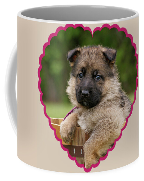 German Shepherd Coffee Mug featuring the photograph Sable Puppy in Heart by Sandy Keeton