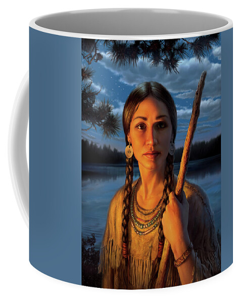 Sacagawea Coffee Mug featuring the digital art Sacagawea by Mark Fredrickson