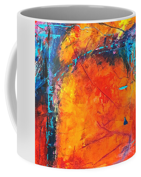 Abstract Coffee Mug featuring the painting Sacred Start by Mary Mirabal