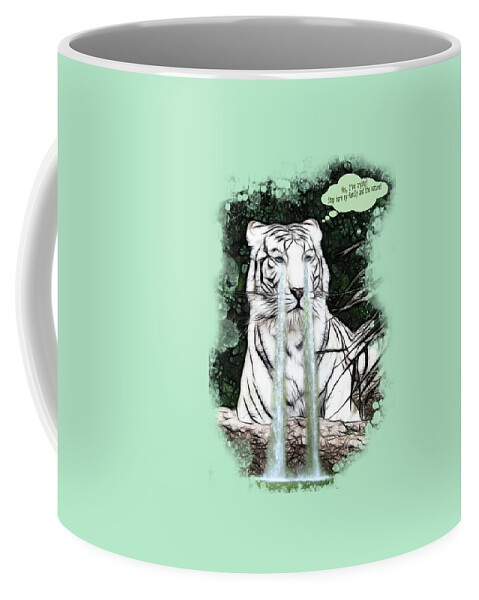 White Tiger Coffee Mug featuring the painting Sad White Tiger Typography by Georgeta Blanaru