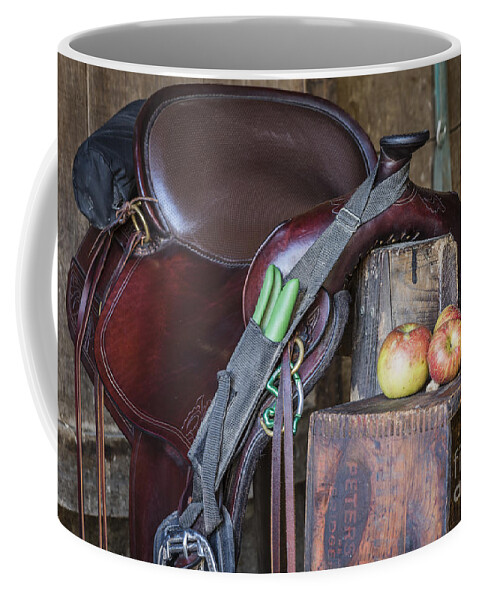 Saddle Coffee Mug featuring the photograph Saddle Time by Joann Long