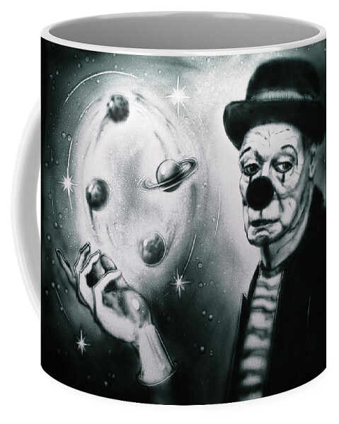 Clown Coffee Mug featuring the drawing Sadness of Creator by Elena Vedernikova