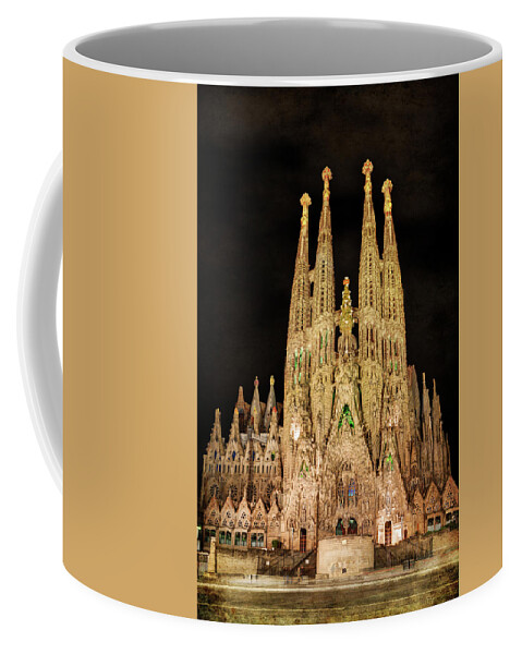 Sagrada Familia Coffee Mug featuring the photograph Sagrada Familia at night - Gaudi by Weston Westmoreland