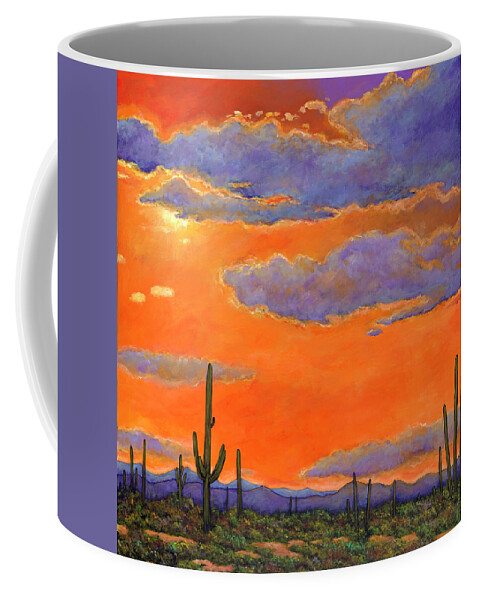 Southwest Art Coffee Mug featuring the painting Saguaro Sunset by Johnathan Harris