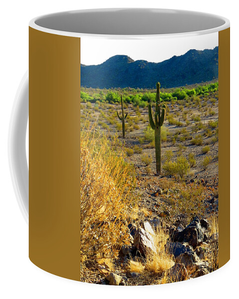  Arizona Desert Coffee Mug featuring the photograph Saguaros Blooming by Judy Kennedy