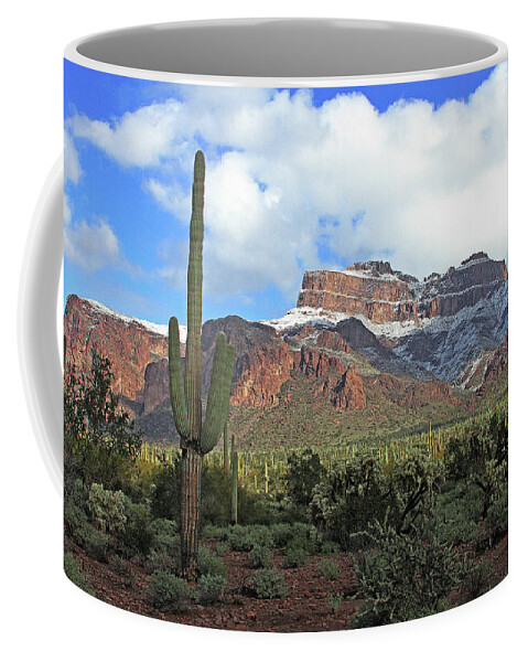 Saguaros Cholla Superstition Mountains Coffee Mug featuring the photograph Saguaros Cholla Superstition Mountains by Tom Janca
