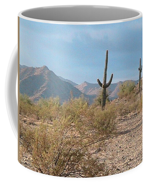 Arizona Coffee Mug featuring the photograph Saguaros on a Hillside by Judy Kennedy