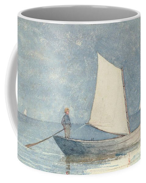 Boat Coffee Mug featuring the painting Sailing a Dory by Winslow Homer