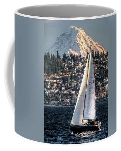 Sailing Coffee Mug featuring the photograph Sailing On Elliot Bay, Seattle, WA by Greg Sigrist