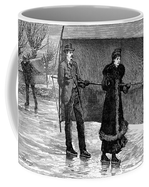 1880 Coffee Mug featuring the photograph Sailing On Skates, 1880 by Granger