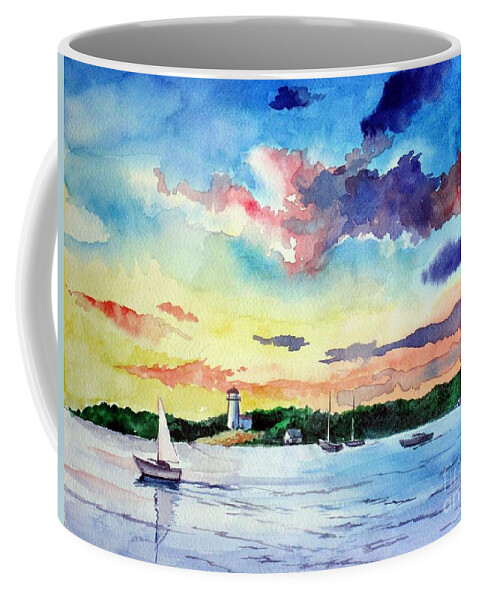 Sailing Coffee Mug featuring the painting Sailing on the Bay by Christopher Shellhammer