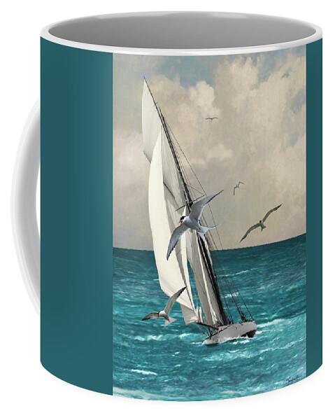 Ocean Coffee Mug featuring the digital art Sailing Southern Seas by M Spadecaller