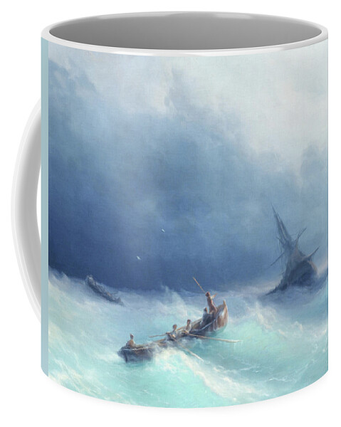 Sailing Through The Storm Coffee Mug featuring the mixed media Sailing Through The Storm by Georgiana Romanovna
