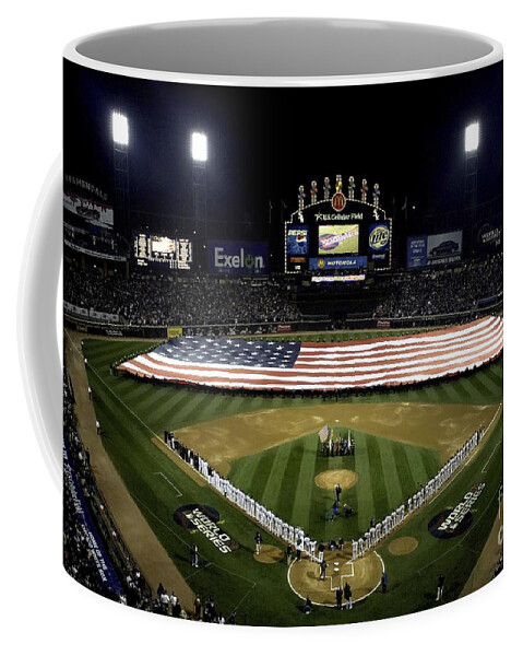 Horizontal Coffee Mug featuring the photograph Sailors Unfurl The Stars And Stripes by Stocktrek Images