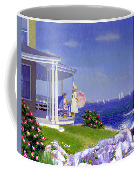 Sailboats Coffee Mug featuring the painting Sails of August by Candace Lovely