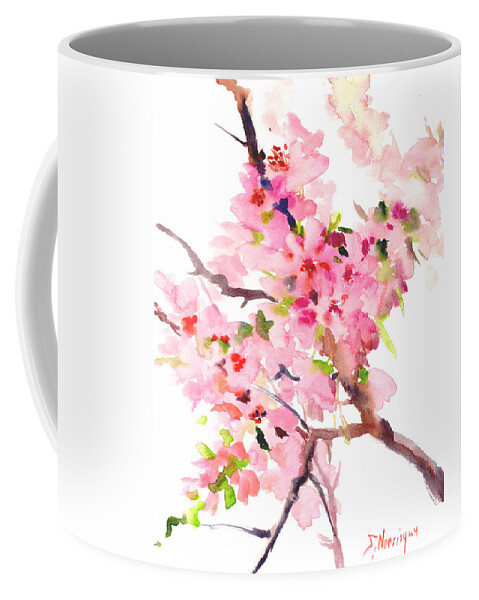 Sakura Coffee Mug featuring the painting Sakura Cherry Blossom by Suren Nersisyan