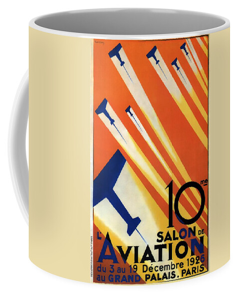 Airshow Coffee Mug featuring the photograph Salon De Aviation - Au Grand Palais, Paris 1926 - Airshow - Retro travel Poster - Vintage Poster by Studio Grafiikka