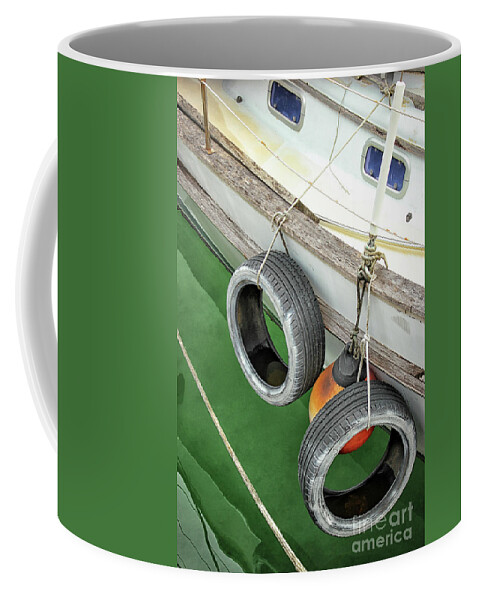 Boat Coffee Mug featuring the photograph Salty Weathered Wise by Becqi Sherman