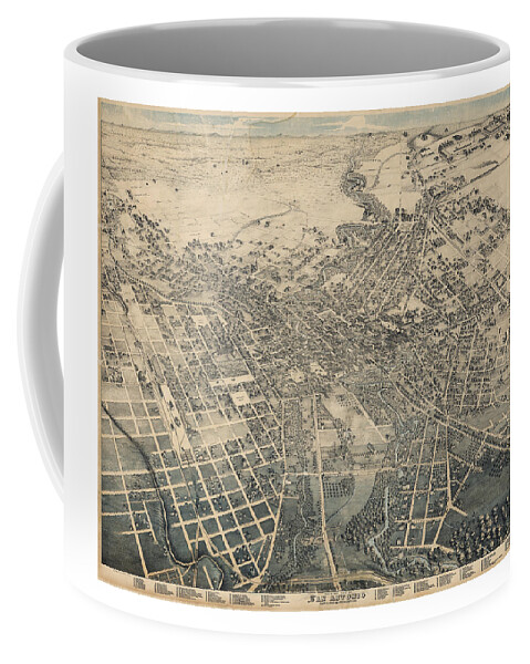 Texas Coffee Mug featuring the digital art San Antonio 1886 by Augustus Koch by Texas Map Store