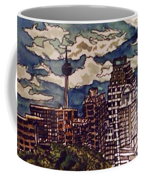 Cityscape Coffee Mug featuring the painting San Antonio Skyline by Angela Weddle