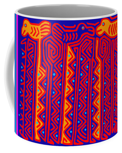 Southwest Storks Coffee Mug featuring the digital art San Blas Indian Storks by Vagabond Folk Art - Virginia Vivier