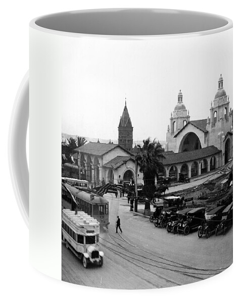 san Diego Coffee Mug featuring the photograph San Diego - California - Santa Fe RailRoad Station by International Images