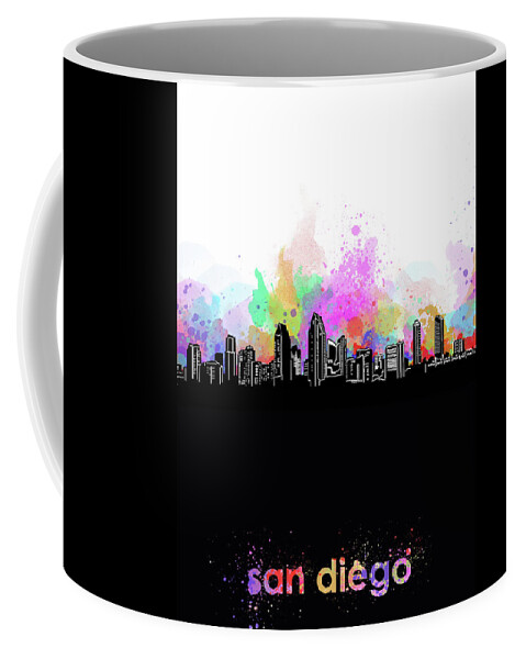 San Diego Coffee Mug featuring the digital art San Diego Skyline Minimalism 5 by Bekim M