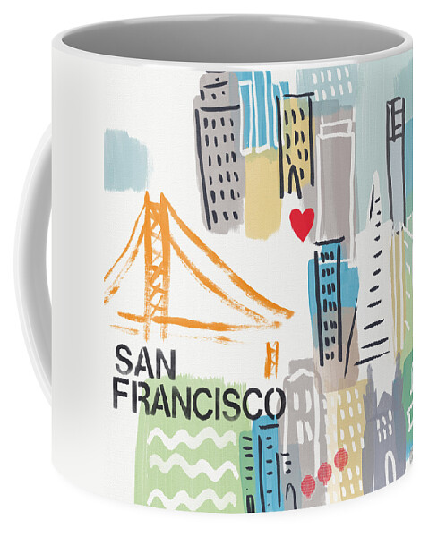 San Francisco Coffee Mug featuring the painting San Francisco Cityscape- Art by Linda Woods by Linda Woods