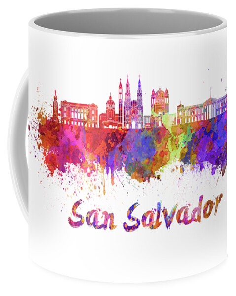 San Salvador Coffee Mug featuring the painting San Salvador skyline in watercolor by Pablo Romero