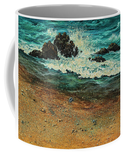 Seascape Coffee Mug featuring the painting Sand Crabs by Darice Machel McGuire