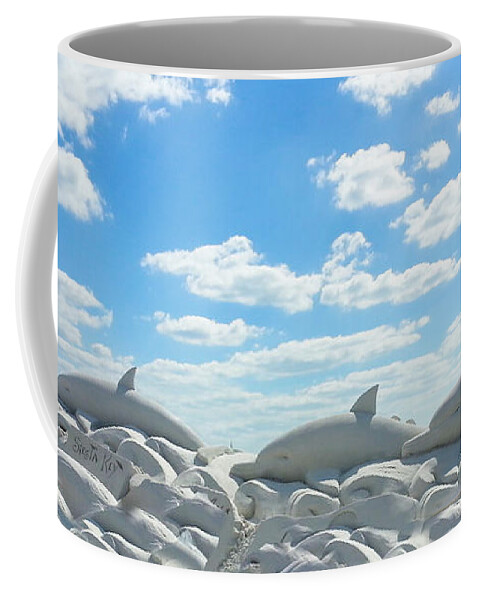 susan Molnar Coffee Mug featuring the photograph Sand Dolphins at Siesta Key Beach by Susan Molnar