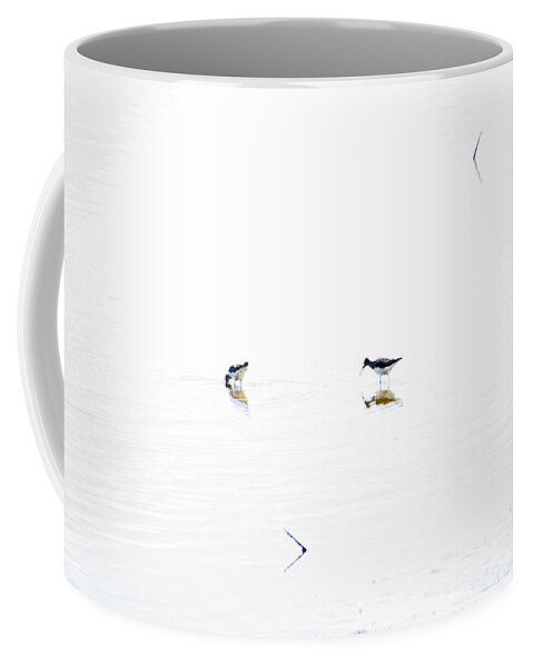 Sandpipers Coffee Mug featuring the photograph Sandpipers - Minimalism by Carol Senske